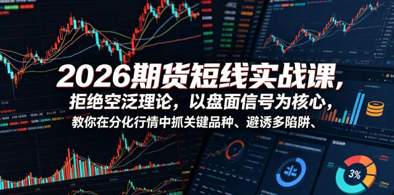 2026期货短线实战课，拒绝空泛理论，以盘面信号为核心，教你在分化行情中抓关键品种、避诱多陷阱