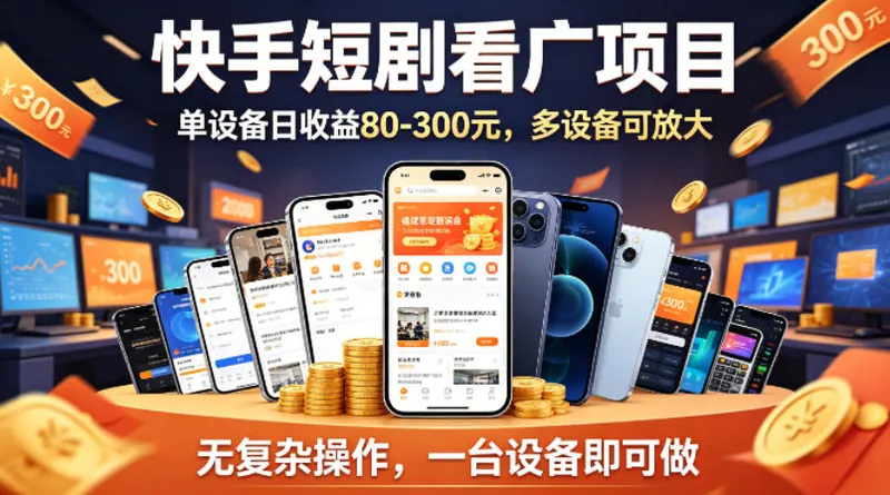 fb1fa9deb51164b54d3bf07b0f38ef42.jpeg 快手短剧看广告项目,没有复杂操作,一台设备每天能有80到300收益,设备多可放大