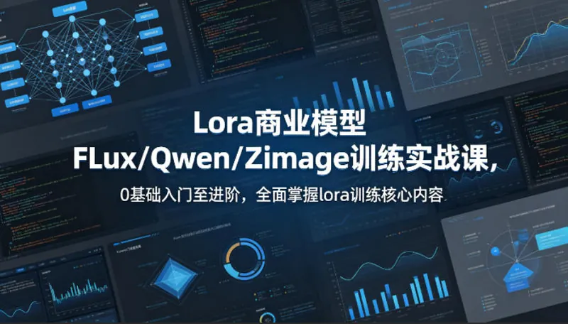 cf115982f76c7622f6702bee71a1584b.jpeg 系统性学习Lora商业模型FLux/Qwen/Zimage训练实战课,0基础入门至进阶,全面掌握lora训练核心内容