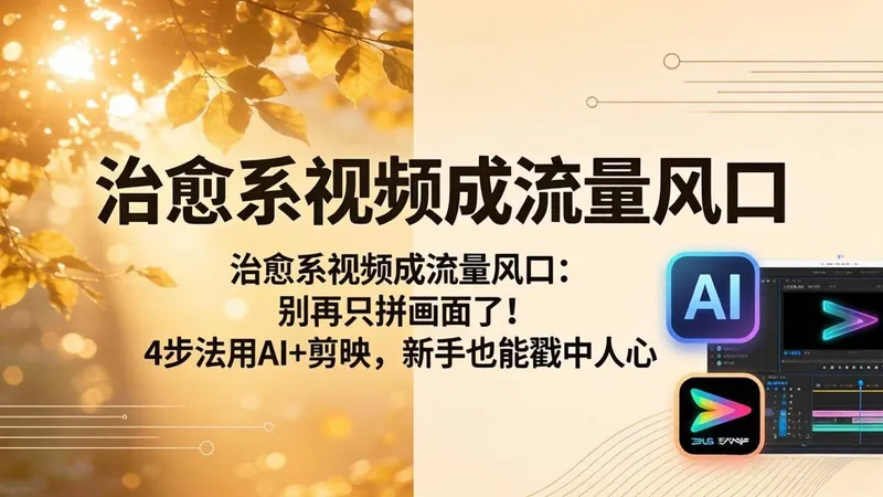 228dd464e3688b7ab114244cf28bba38.jpeg (18219期)治愈系视频成流量风口:别再只拼画面了!4步法用AI+剪映,新手也能戳中人心