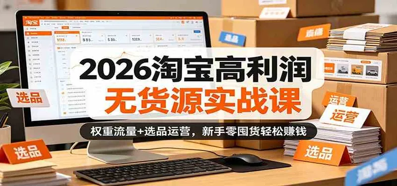 c0d7feb372e4dd042144a34ed8684abb.jpeg 2026淘宝高利润无货源实战课:权重流量+选品运营,新手零囤货轻松赚钱
