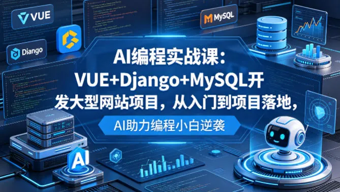 b195a7df60e601135db487a62ce978da.jpeg AI编程实战课:VUE+Django+MySQL开发大型网站项目,从入门到项目落地,AI助力编程小白逆袭