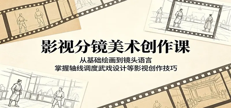 图片[1]|影视分镜美术创作课：从基础绘画到镜头语言，掌握轴线调度武戏设计等影视创作技巧|网赚金库 | 网创项目|副业兼职|轻创业|