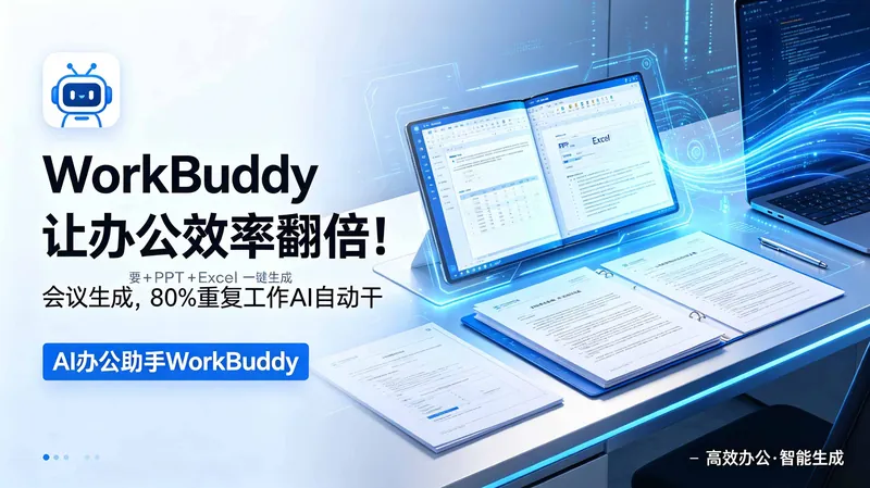 f6d2b417aed2340dc4873e6aac1c5890.jpeg WorkBuddy让办公效率翻倍!会议纪要+PPT+Excel一键生成,80%重复工作AI自动干