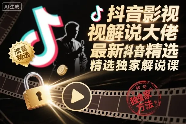 抖音影视解说大佬最新抖音进精选和独家方法，精选独家解说课（更新26年3月）