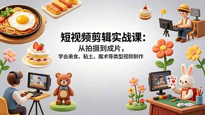 dd47d8c5442513cac15bdd3ce2ff943d.jpeg (18375期)短视频剪辑实战课:从拍摄到成片,学会美食、粘土、魔术等类型视频制作