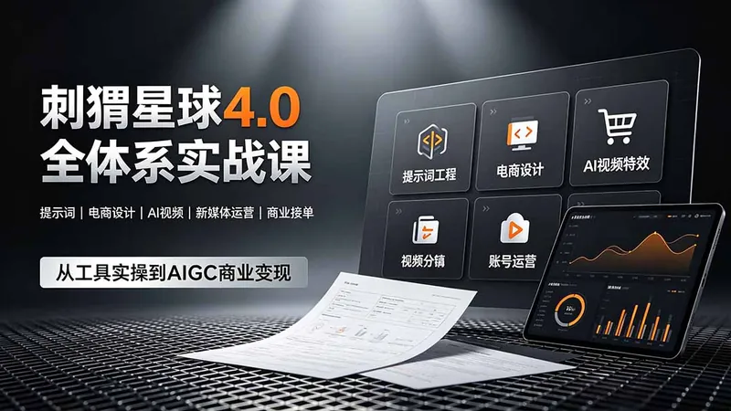 357a1fc03d9b5c2b2b76a10bea056e0a.jpeg 刺猬星球4.0全体系实战课,覆盖提示词工程、电商设计、AI视频特效与新媒体运营,一站式掌握AIGC商业核心技能