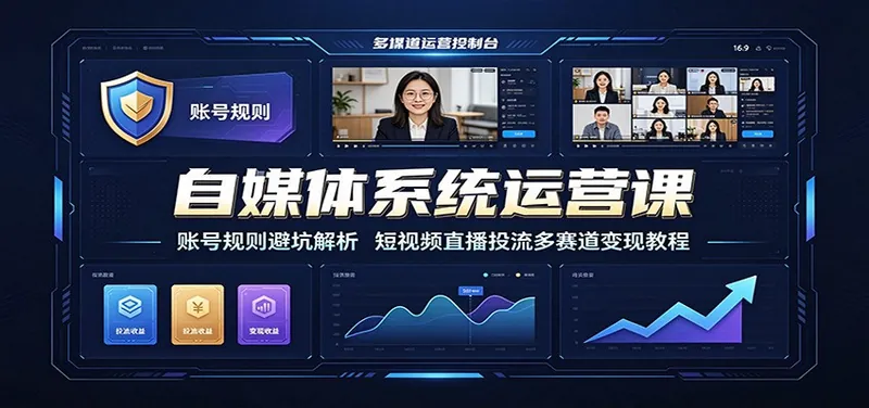 2580df3509b310993864a9e48bbaffa0.jpeg 自媒体系统运营课:账号规则避坑解析,短视频直播投流多赛道变现教程