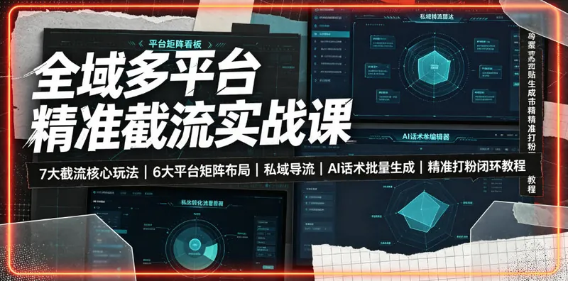 1b63f6c6c40de8c709f70ff4d33d9a83.jpeg 全域多平台精准截流实战课|7大截流核心玩法、6大平台矩阵布局、私域导流、AI话术批量生成、精准打粉闭环教程