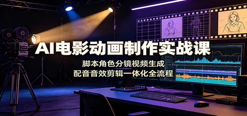 40e295b82d814e80a1c3a73709e2aab3.jpeg AI电影动画制作实战课:脚本角色分镜视频生成,配音音效剪辑一体化全流程
