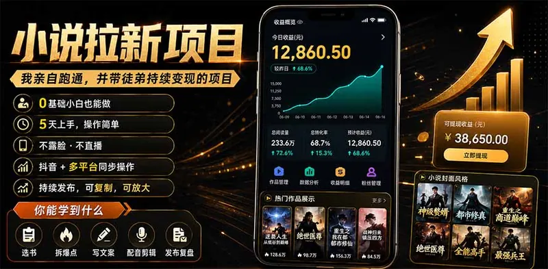 d52e23d9f9be61fd5af31f178a1f5ac1.jpeg 抖音及多平台小说拉新项目:我亲自跑通并持续带徒弟实操|0基础小白5天上手快速变现