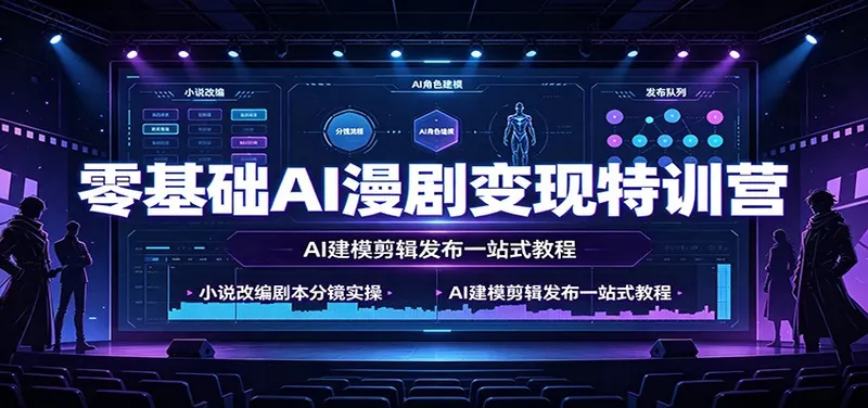 零基础AI漫剧变现特训营：小说改编剧本分镜实操，AI建模剪辑发布一站式教程