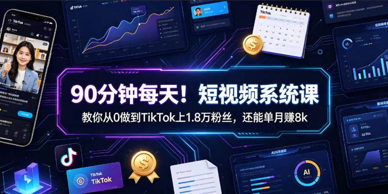 e195640025919ade8c4029ef5fffc424.jpeg 90分钟每天!短视频系统课教你从0做到TikTok上1.8万粉丝,还能单月賺8k【原创双语字幕】