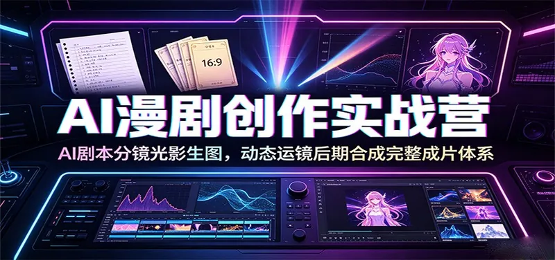 AI漫剧创作实战营：AI剧本分镜光影生图，动态运镜后期合成完整成片体系