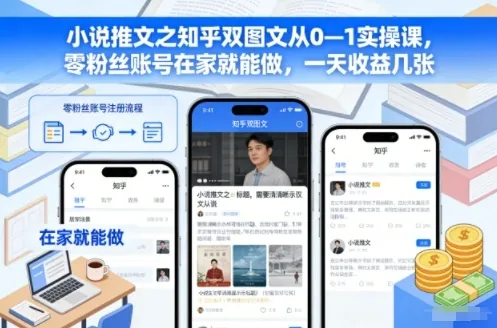 6115c27e970206dfbcac9556104ec96f.jpeg 小说推文之知乎双图文从0—1实操课,零粉丝账号在家就能做,一天收益几张