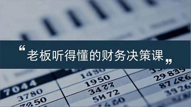 （16830期）老板能听得懂的财务决策课，报表解读、数据洞察、风险识别，用财务驱动业务增长