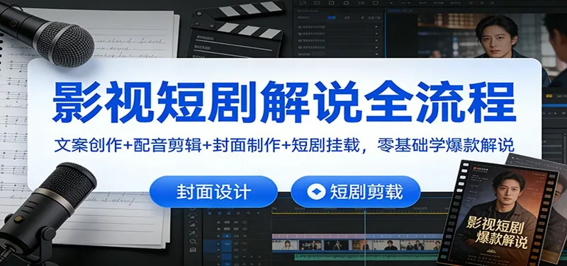 5468912e5dda5bc5e2a94373d0bf07c0.jpeg 影视短剧解说全流程:文案创作+配音剪辑+封面制作+短剧挂载,零基础学爆款解说