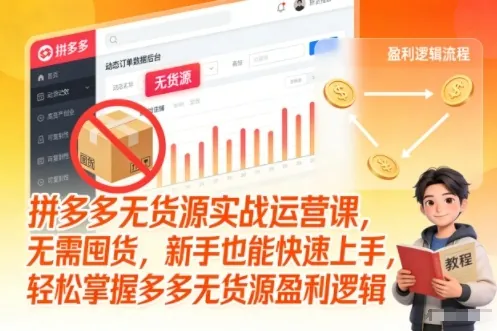 d32934f7ab7ca4499f92b7f497624470.jpeg 拼多多无货源实战运营课,无需囤货,新手也能快速上手,轻松掌握多多无货源盈利逻辑