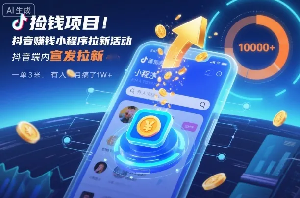 030e1d3c3e815081504636fe77946f3e.jpeg 捡钱项目!抖音賺钱小程序拉新活动,抖音端内宣发拉新,一单3米,有人半个月搞了1W+