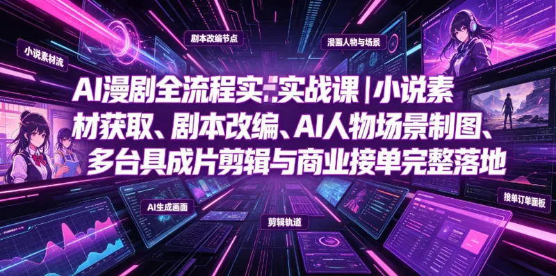 b0795f2a714a388f0addd6f82ffa9209.jpeg AI漫剧全流程实战课|小说素材获取、剧本改编、AI人物场景制图、多工具成片剪辑、平台付费变现与商业接单完整落地
