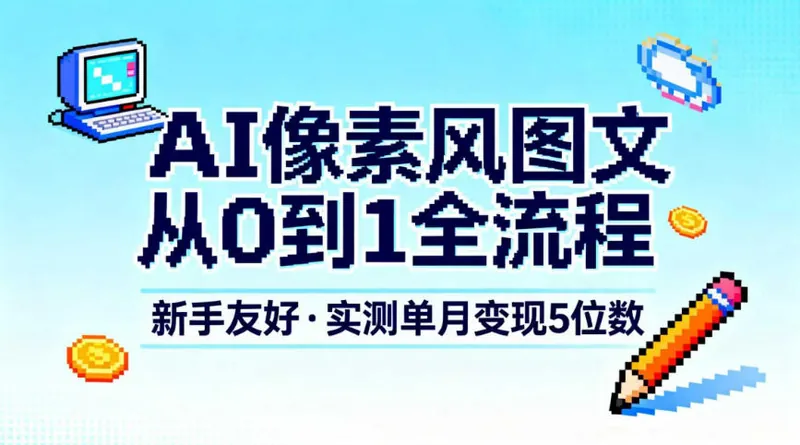 2bfd55d69364dd049498b83eede6b939.jpeg AI像素风图文从0到1全流程,新手友好,实测单月变现5位数