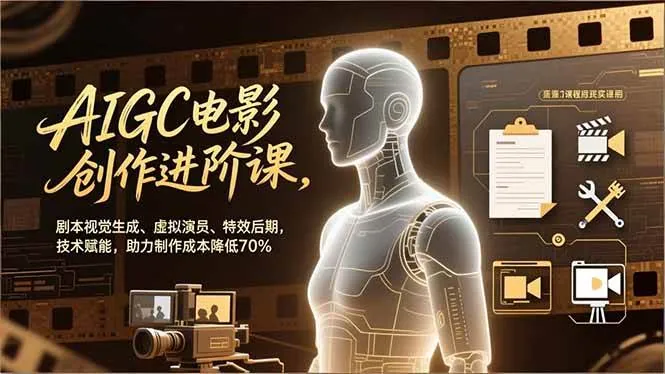 （16939期）AIGC电影创作进阶课，剧本视觉生成、虚拟演员、特效后期，技术赋能，助力制作成本降低70%