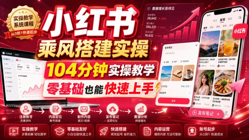 6b8b28a28b22d49f243f7095a56bf2d4.jpeg 小红书乘风搭建实操,104分钟实操教学,零基础也能快速上手