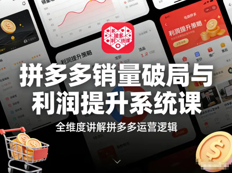 拼多多销量破局与利润提升系统课，全维度讲解拼多多运营逻辑