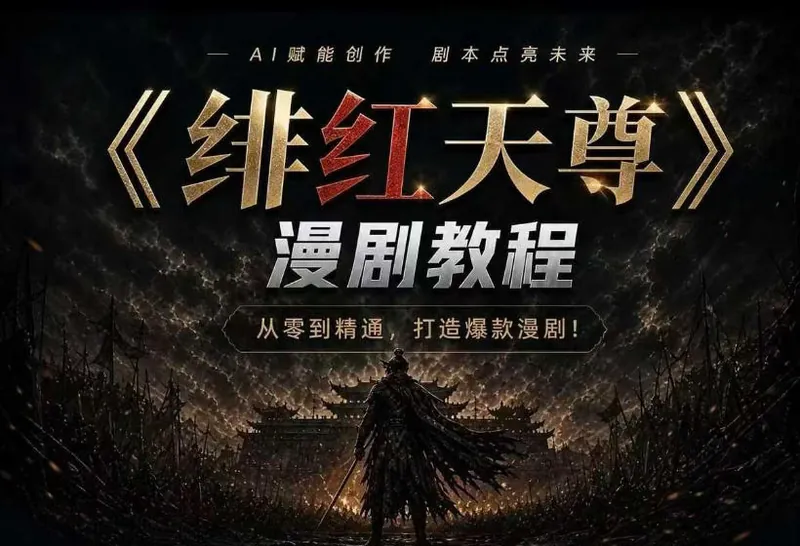 绯红天尊AI漫剧系统教程｜从零入门到精通，工具运用+剧本创作+爆款逻辑+提示词素材+镜头剪辑，全套爆款漫剧落地实战课