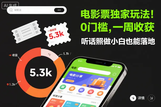 5f79ea392b63fca686bd22f35e3993da.jpeg 电影票独家玩法!0门槛,一周收获5.3k,听话照做小白也能落地【揭秘】