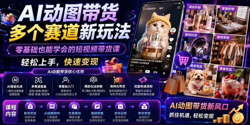 62f104a48756e18420c430ec7042f062.jpeg AI动图带货多个赛道新玩法,零基础也能学会的短视频带货课,轻松上手,快速变现