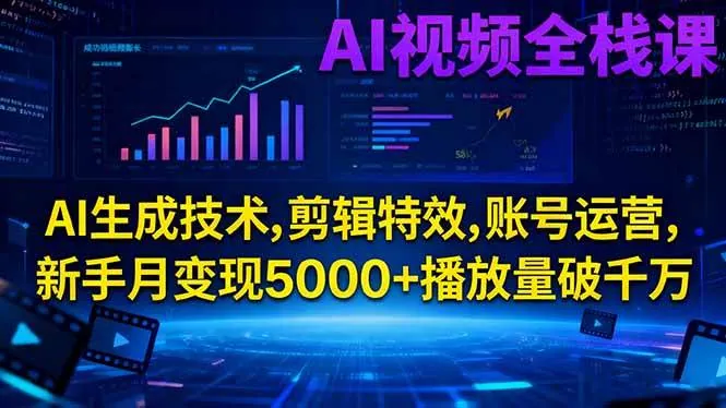 a4d666e31a2d44fc899d437eb41654df.jpeg (16603期)AI视频全栈课:AI生成技术,剪辑特效,账号运营,新手月变现5000+播放量破千万