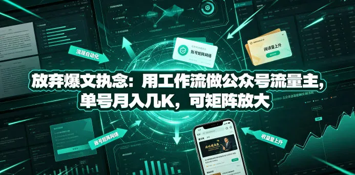 c930ffac492e4e20fe819a87d08c4b0b.jpeg 放弃爆文执念:用工作流做公众号流量主,单号月入几K,可矩阵放大