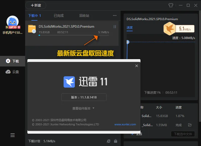 迅雷11 v12.4.1.3670绿色精简版