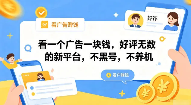 17742d50085a1d69409efd187ea5a9b4.jpeg 看一个广告一块钱,好评无数的新平台,不黑号,不养机【揭秘】