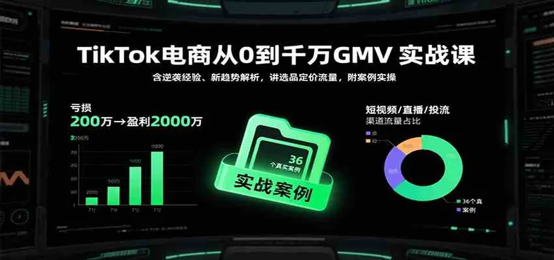 859fc9caec80a43e2304fa53e10d67c4.jpeg TikTok电商从0到千万GMV实战课,含逆袭经验、新趋势解析,讲选品定价流量等(更新)