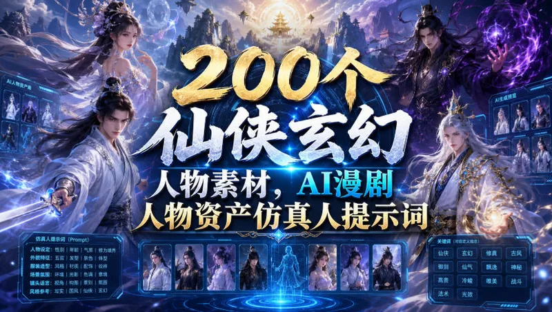 f6d1a7ec44096005df63b4a888fbc517.jpeg 200个仙侠玄幻人物素材,AI漫剧人物资产仿真人提示词