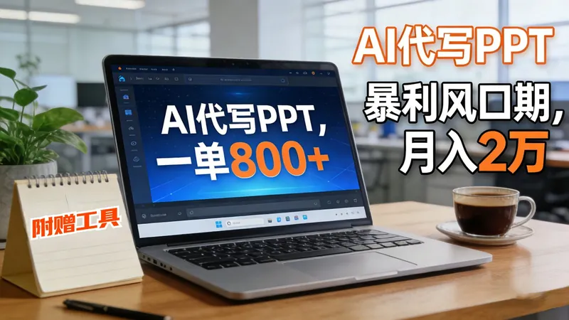 24b132a21abecca068364823260a408a.jpeg AI 代写做 PPT!一单狂赚 800+,风口期月入 2 万(工具 + 提示词直接送)