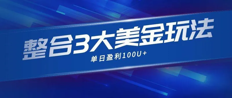 （16831期）整合现在市面上的3种美金赚钱玩法，3种模式。单日产值·100U+