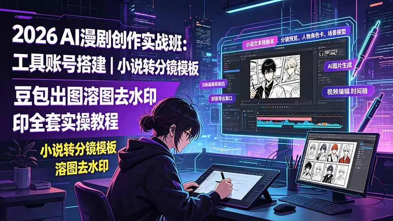 eeb2c6a56b470314feecaac1a9d1f8cd.jpeg 2026AI漫剧创作实战班:工具账号搭建|小说转分镜模板|豆包出图溶图去水印全套实操教程