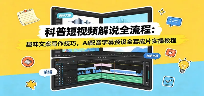 9735e1a7c8bc6c7c085226ce37fdd687.jpeg 科普短视频解说全流程:趣味文案写作技巧,AI配音字幕预设全套成片实操教程