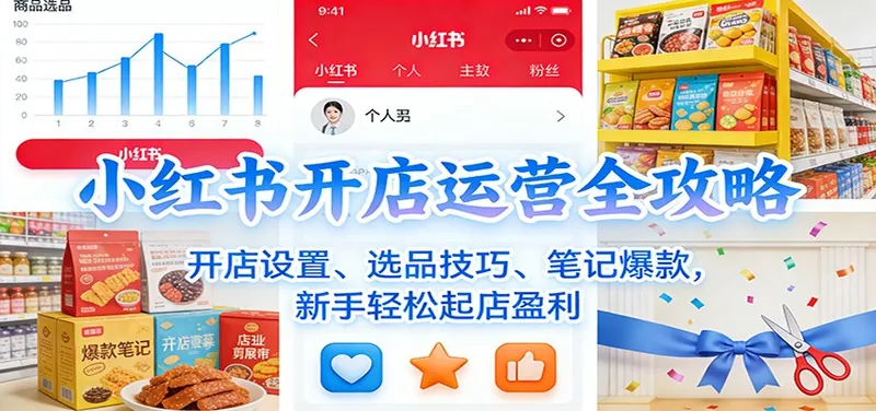 小红书开店运营全攻略：开店设置、选品技巧、笔记爆款，新手轻松起店盈利