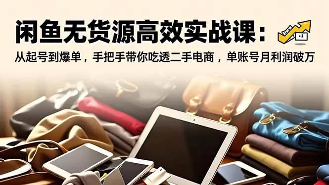 （16875期）闲鱼无货源高效实战课：从起号到爆单，手把手带你吃透二手电商，单账号月利润破万