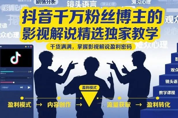 7bb776b9240ff986c536b38b44713451.jpeg 抖音千万粉丝博主的影视解说精选独家教学,干货满满,掌握影视解说盈利密码(更新)
