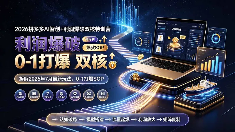 c58d126521b46179def3feef886b8a2e.jpeg 2026拼多多AI智创+利润爆破双核特训营-拆解2026年7月最新玩法,0-1打爆SOP