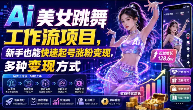 33a382fdad541c55b0841e9e44389b9e.jpeg Ai美女跳舞工作流项目,新手也能快速起号涨粉变现,多种变现方式