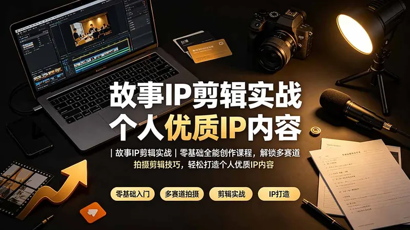 b95bb415e71787eb05276522ca9e7929.jpeg 故事IP剪辑实战|零基础全能创作课程,解锁多赛道拍摄剪辑技巧,轻松打造个人优质IP内容