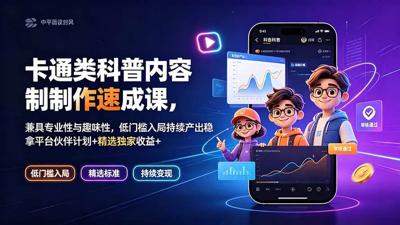 f1dbf3ef20a84c4541ce8774081934c2.jpeg 卡通类科普内容制作速成课,兼具专业性与趣味性,低门槛入局持续产出稳拿平台伙伴计划+精选独家收益