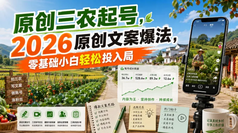 0f54ec7d23a81d672ff9377cdea6e86f.jpeg 原创三农起号,2026原创文案爆法,零基础小白轻松投入局