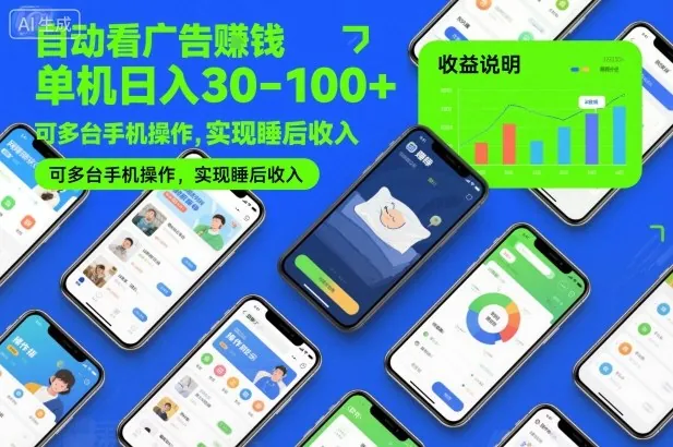 c4ced7d4e54d1d28dc600a38e2dc5f31.jpeg 自动看广告賺钱,单机日入30-100+,可多台手机操作,实现睡后收入【揭秘】
